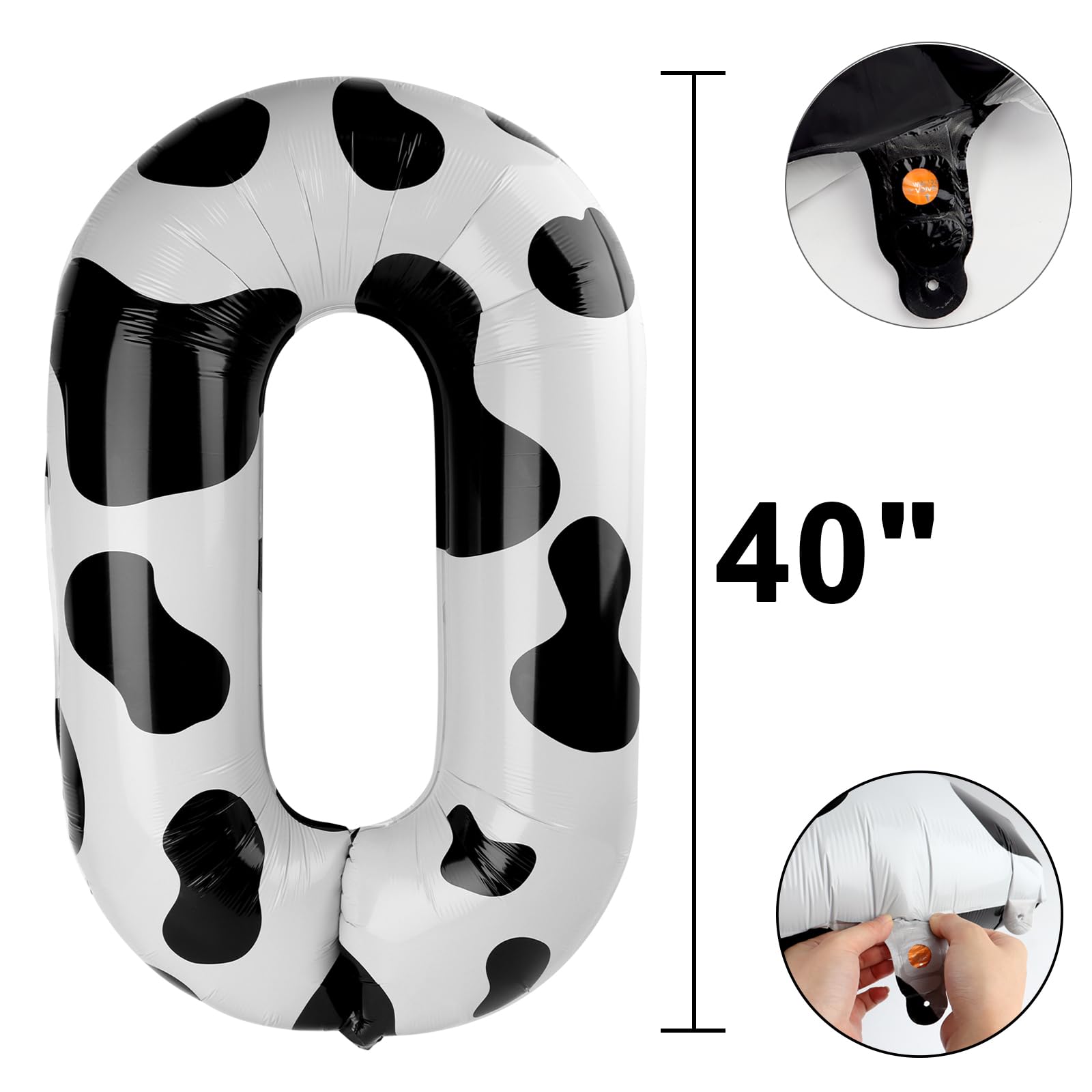Kelfuoya cow-print balloon adds striking milestone decor and photo opportunities.