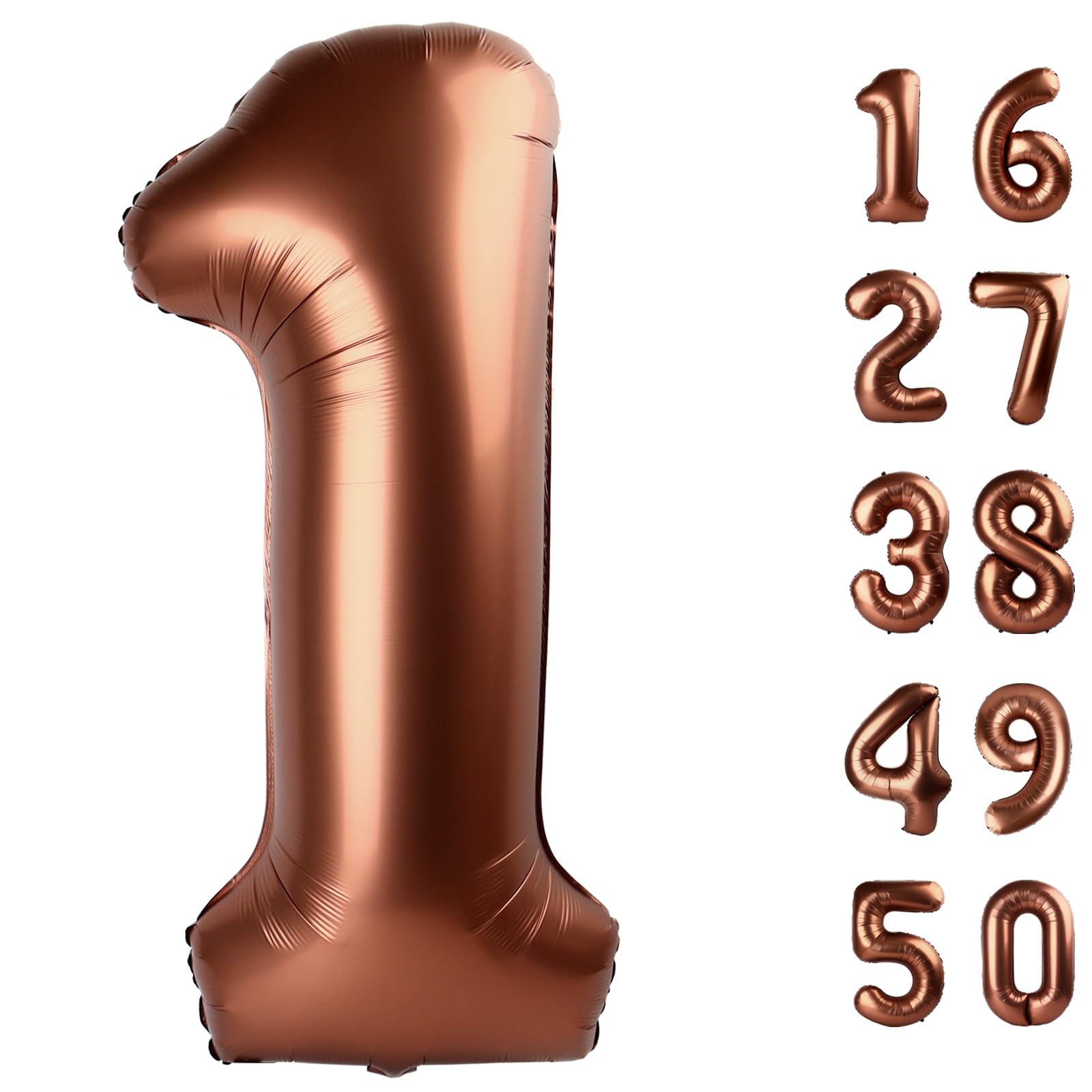 Kelfuoya 40-inch dark brown number 1 balloon for birthdays and anniversaries