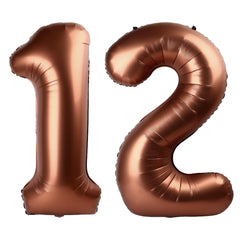 Kelfuoya 40inch dark brown number 12 balloon for elegant birthday and anniversary celebrations.