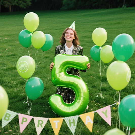 Kelfuoya 40-inch foil number 5 balloon adds a dramatic focal point for photos