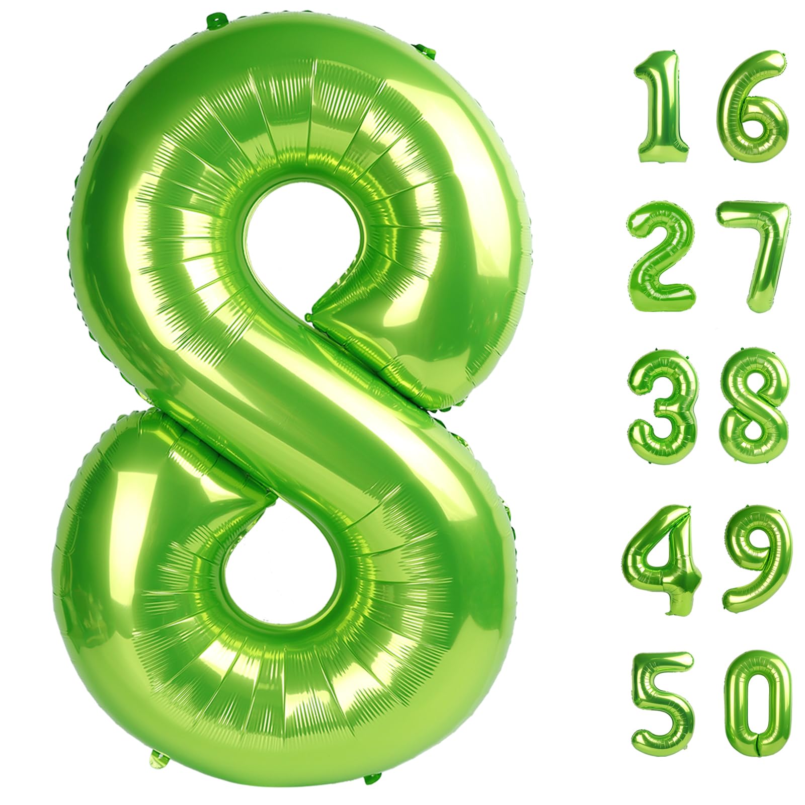 Kelfuoya 40-inch light green number 8 balloon ideal for birthdays and photo backdrops