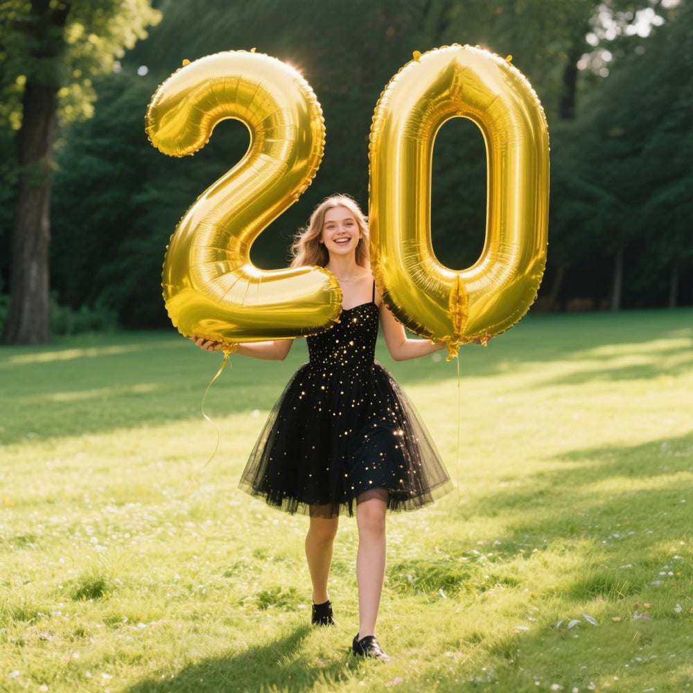 Kelfuoya 40-inch gold foil balloon perfect for selfies and memories.