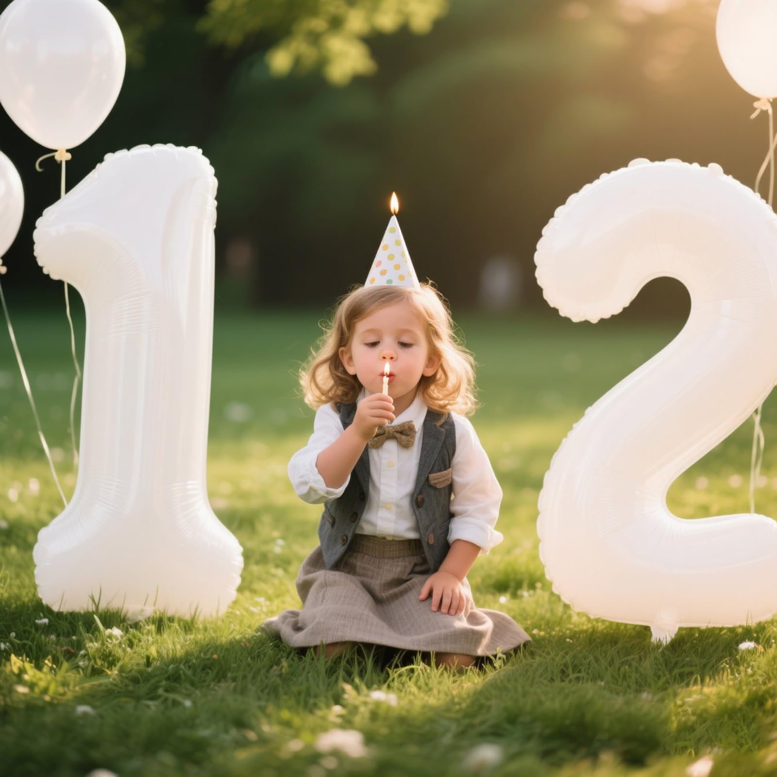 Kelfuoya 40-inch gold foil number 12 balloon creates a glamorous backdrop.