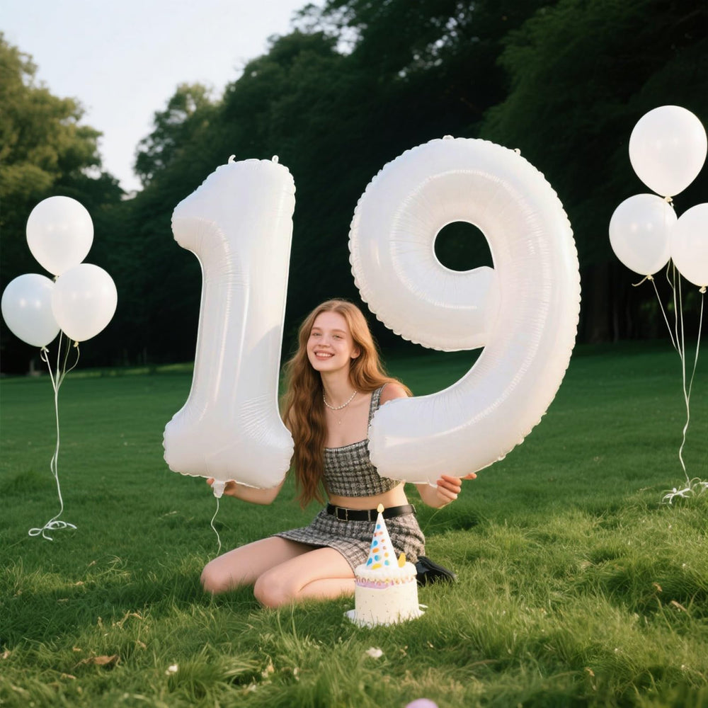 Kelfuoya 40inch gold foil number 19 balloon, elegant backdrop for celebrations.