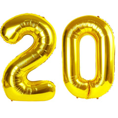 Kelfuoya 40-inch gold number 20 balloon as a striking birthday backdrop.