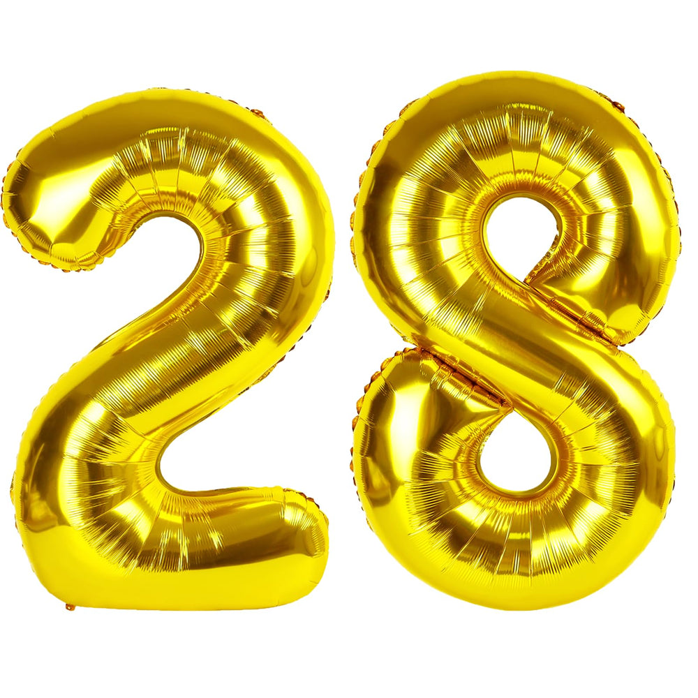 Kelfuoya 40-inch gold number 28 balloon for bold birthday decor
