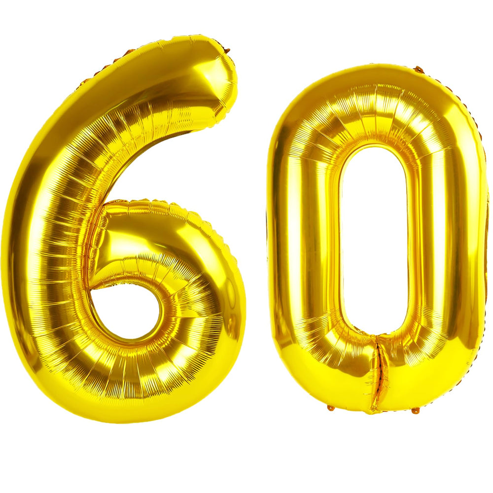 Kelfuoya 40 inch gold number 60 balloon for a bold birthday backdrop