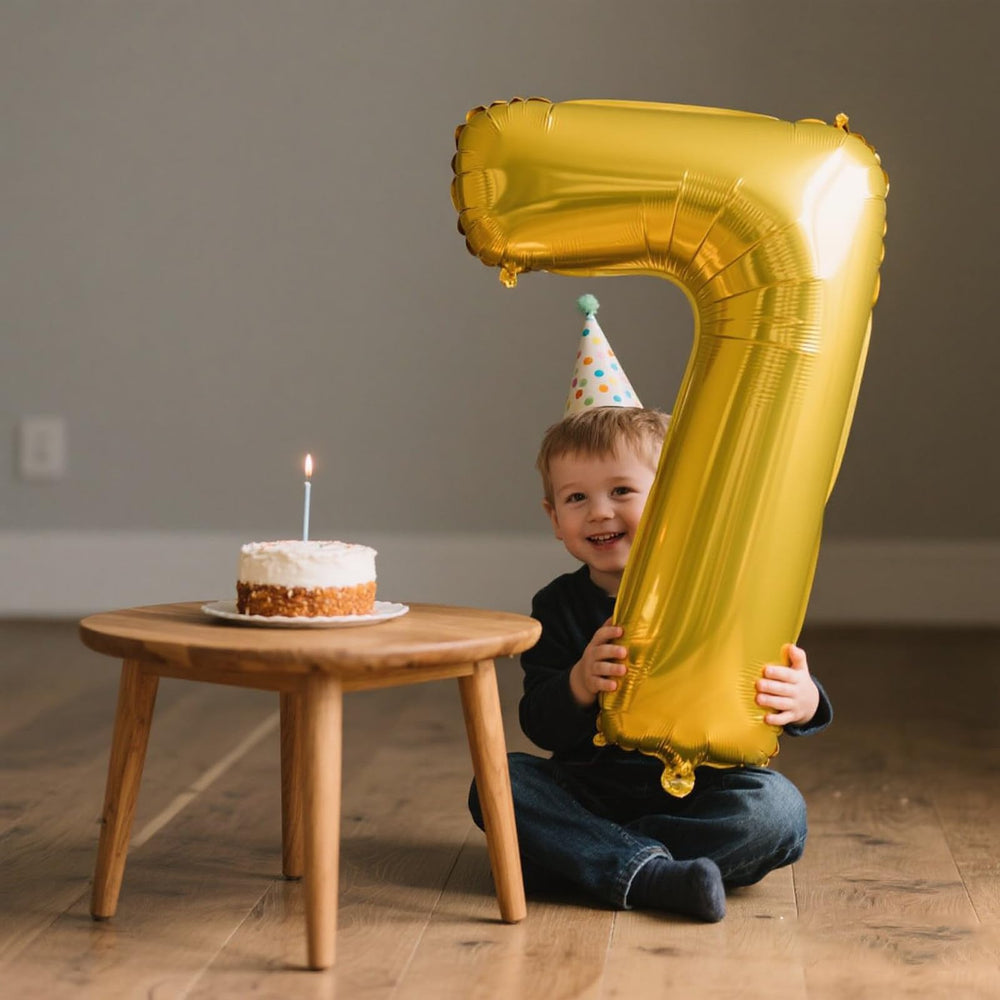 Kelfuoya 40-inch gold number 7 balloon paired with decor for festive vibes