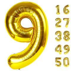 Kelfuoya 40-inch gold number 9 balloon ideal party centerpiece and photo backdrop.