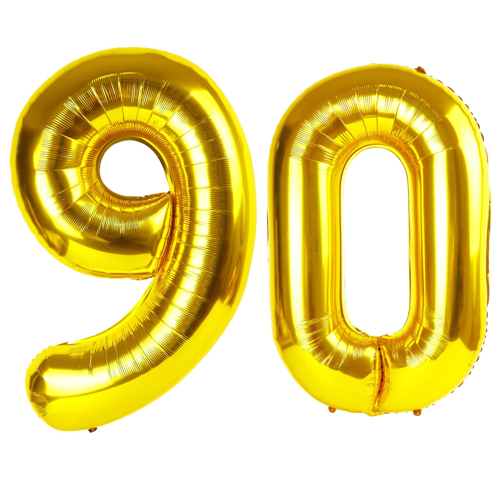 Kelfuoya 40-inch gold 90 balloon creates a shimmering birthday backdrop