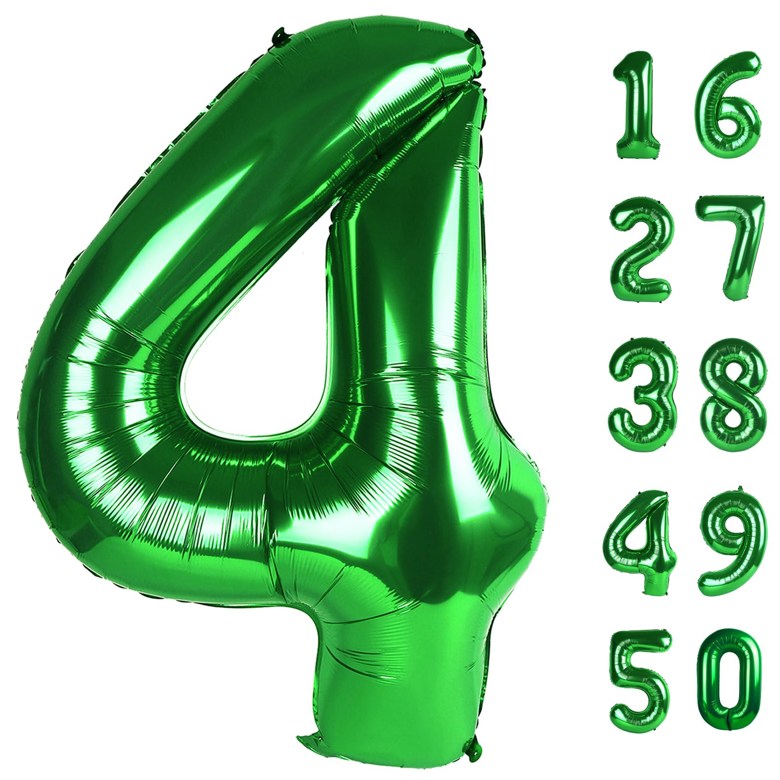 Kelfuoya 40-inch green 4-number balloon for birthdays and photo backdrops.