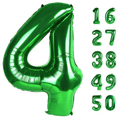 Kelfuoya 40-inch green 4-number balloon for birthdays and photo backdrops.