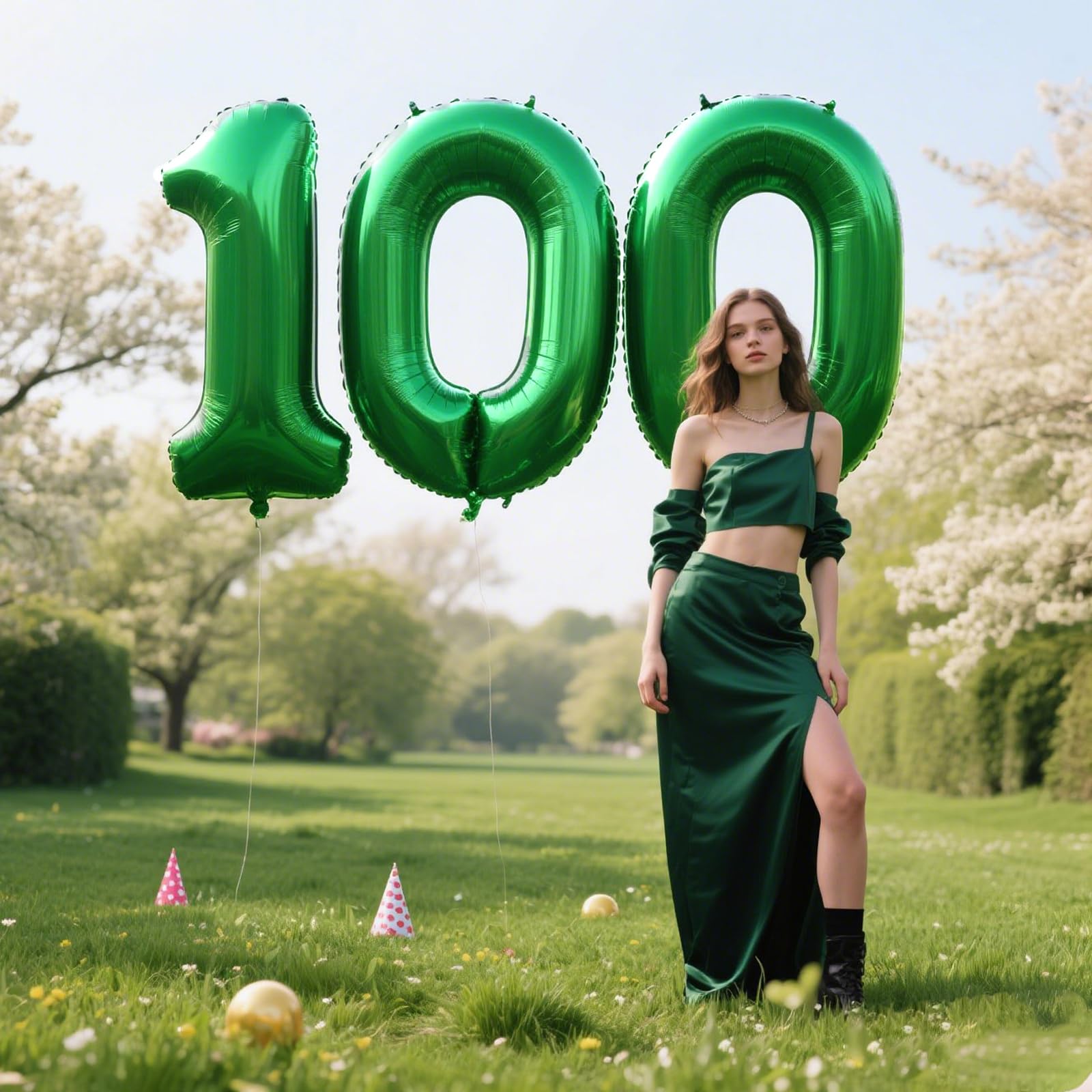 Kelfuoya 40inch green number 0 balloon backdrop setup for events