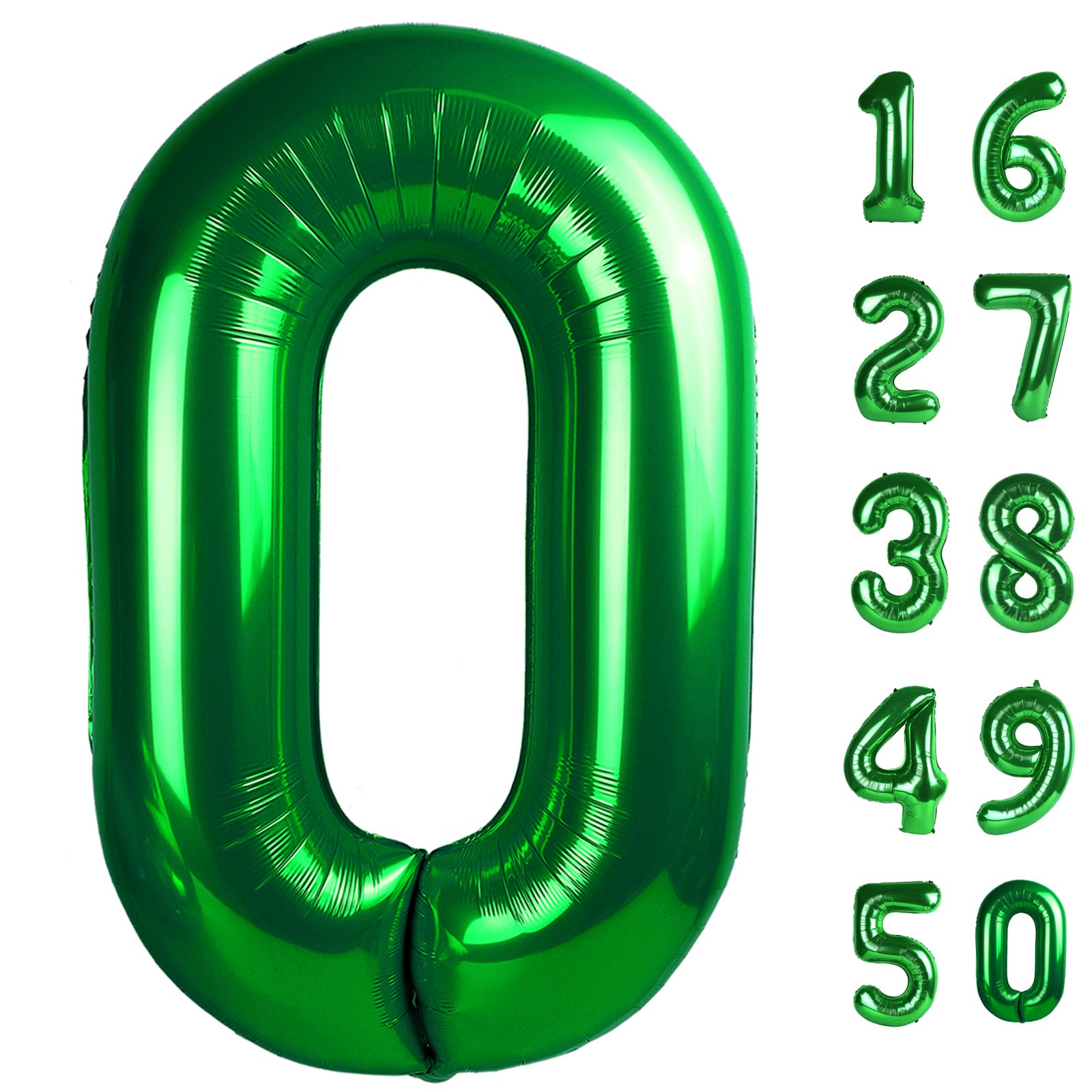 Kelfuoya 40 inch green number 0 balloon for birthday backdrops and photo moments