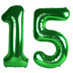 Kelfuoya 40-inch green number 15 balloon for a dramatic milestone backdrop.