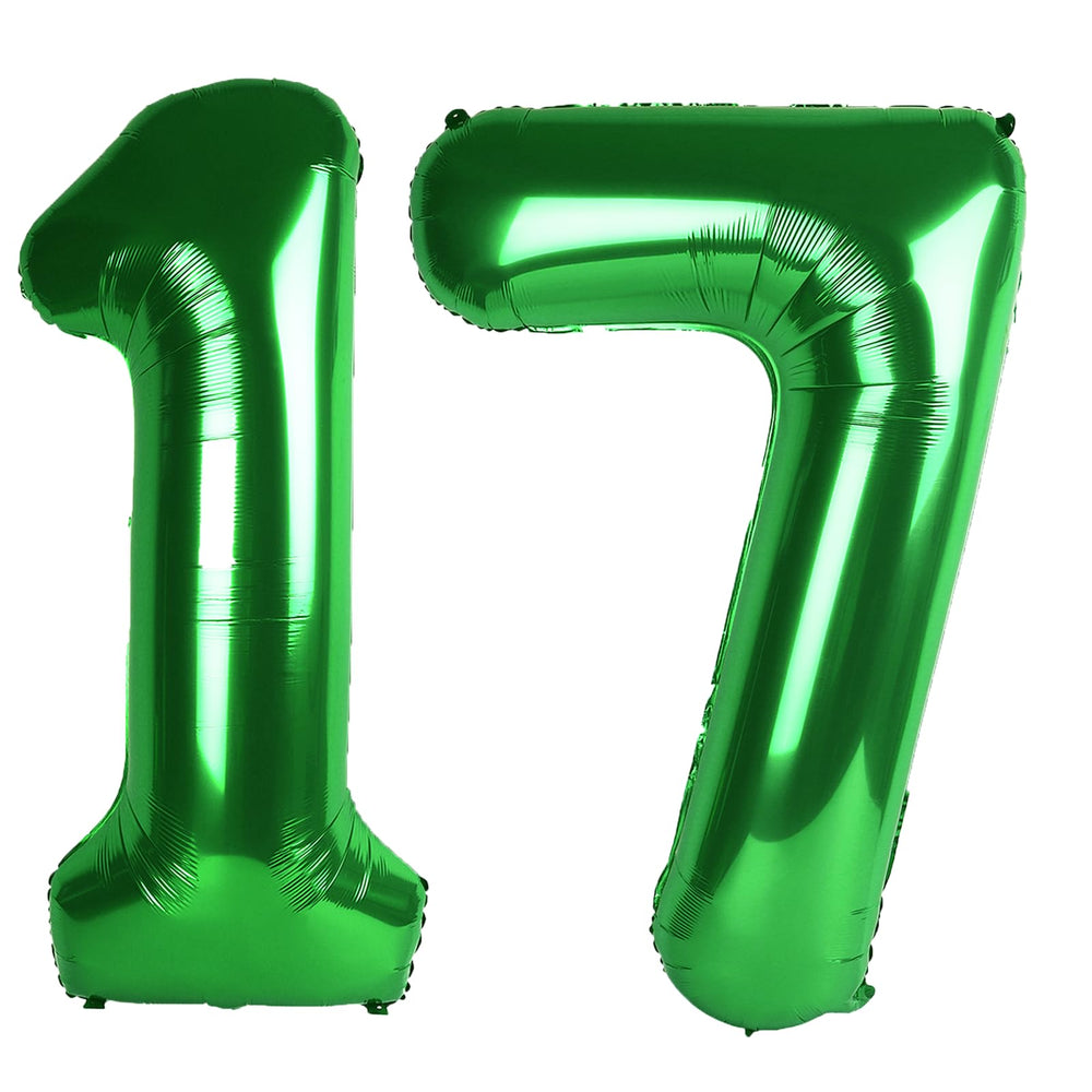 Kelfuoya 40 inch green number 17 balloon ready for a striking party backdrop