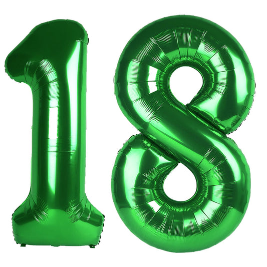 Kelfuoya 40 inch green Number 18 balloon ready for bold party decor