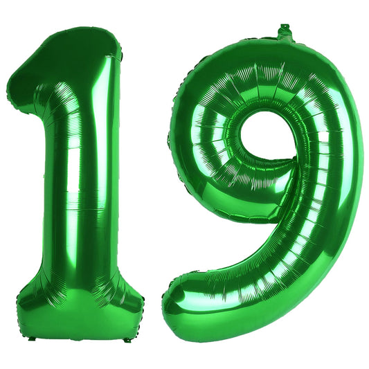 Kelfuoya 40-inch green number 19 balloon for a dramatic birthday backdrop