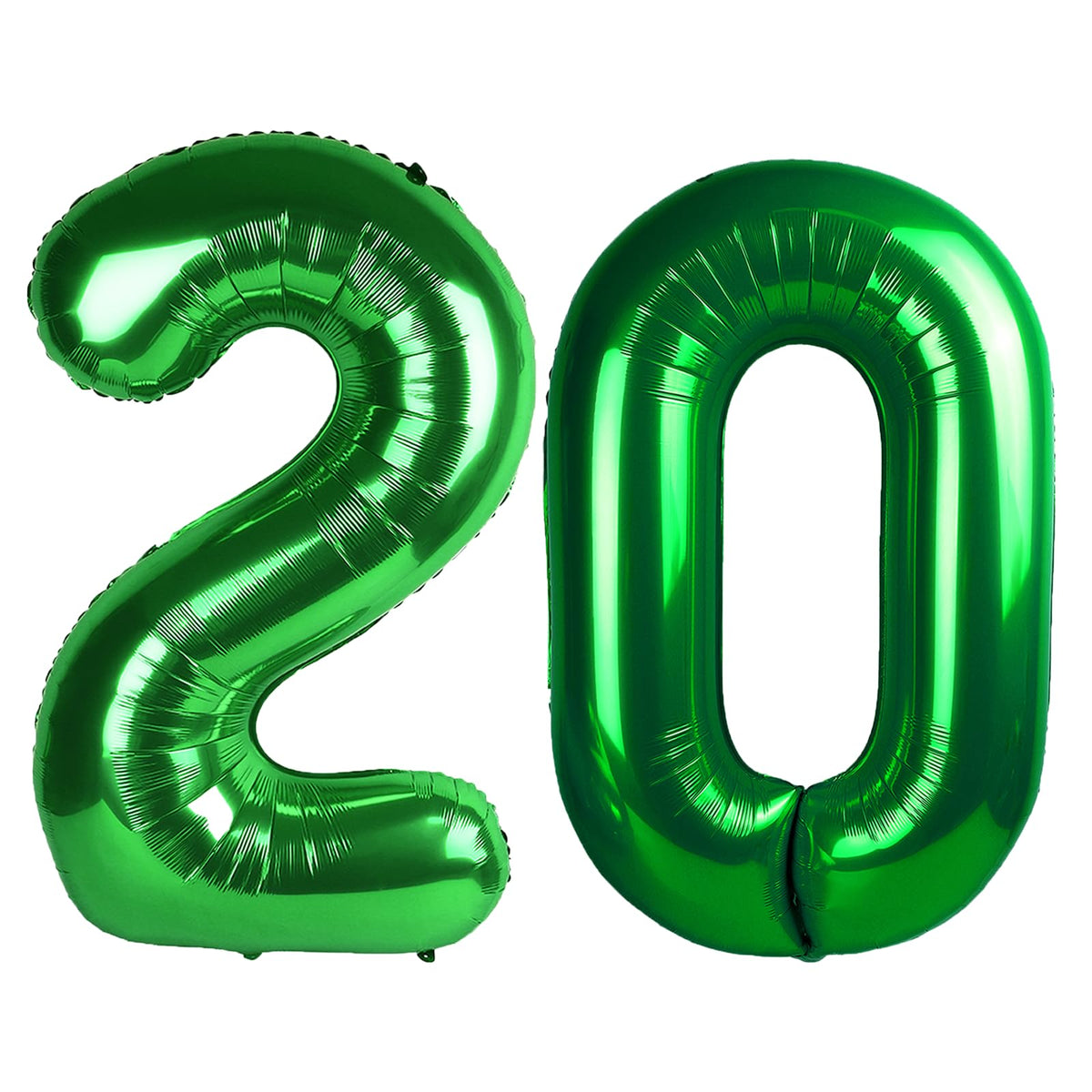 Kelfuoya 40-inch green number 20 balloon front view, striking party backdrop