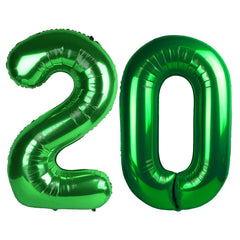 Kelfuoya 40-inch green number 20 balloon front view, striking party backdrop