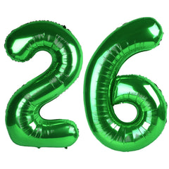 Kelfuoya 40-inch green number 26 balloon for birthdays or anniversaries decor