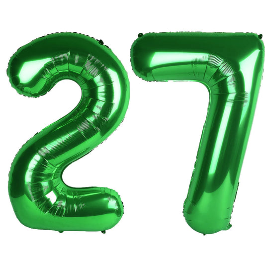 Kelfuoya 40inch green number 27 balloon front view for a striking party backdrop