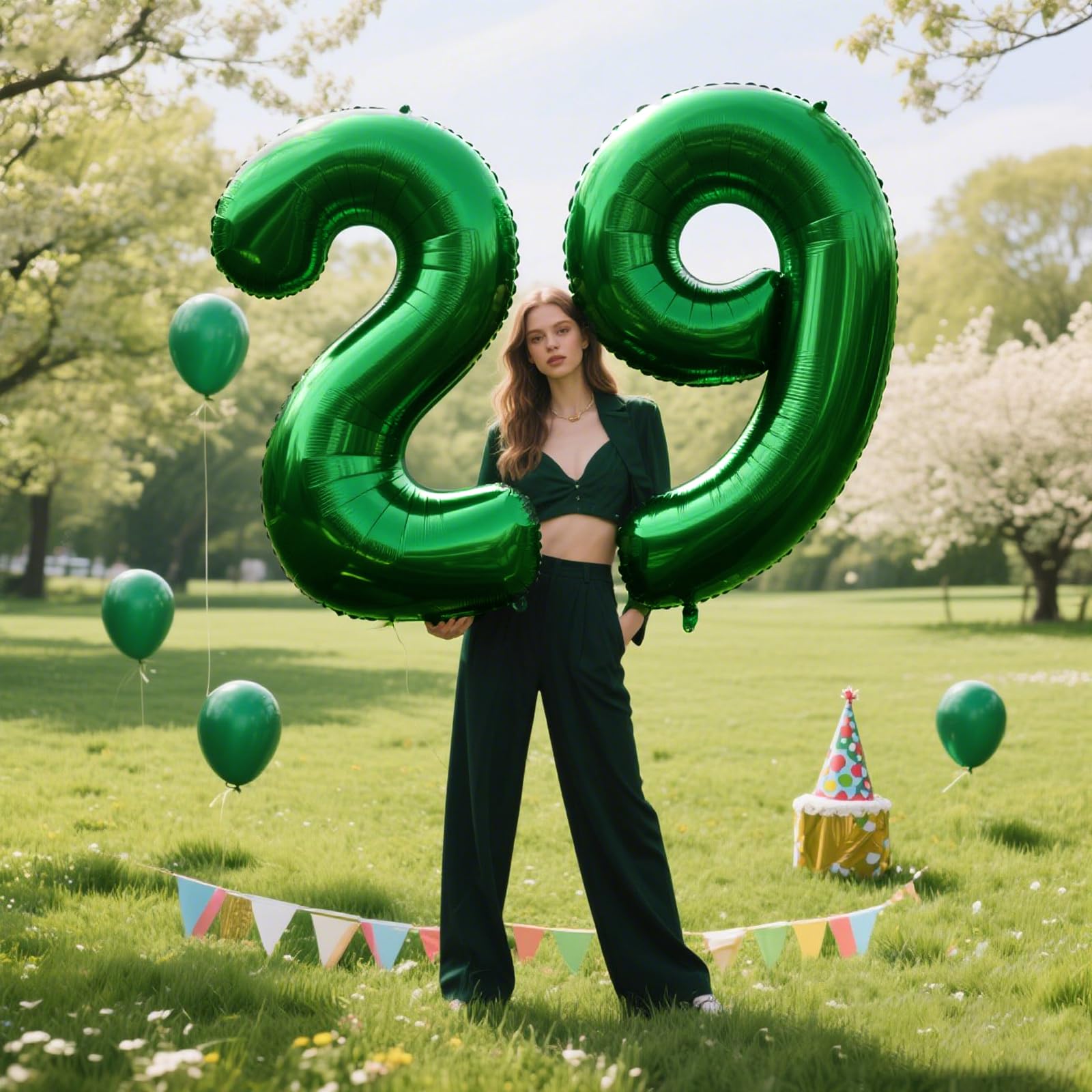 Kelfuoya 40inch green number 29 balloon on wall display for festive decorating