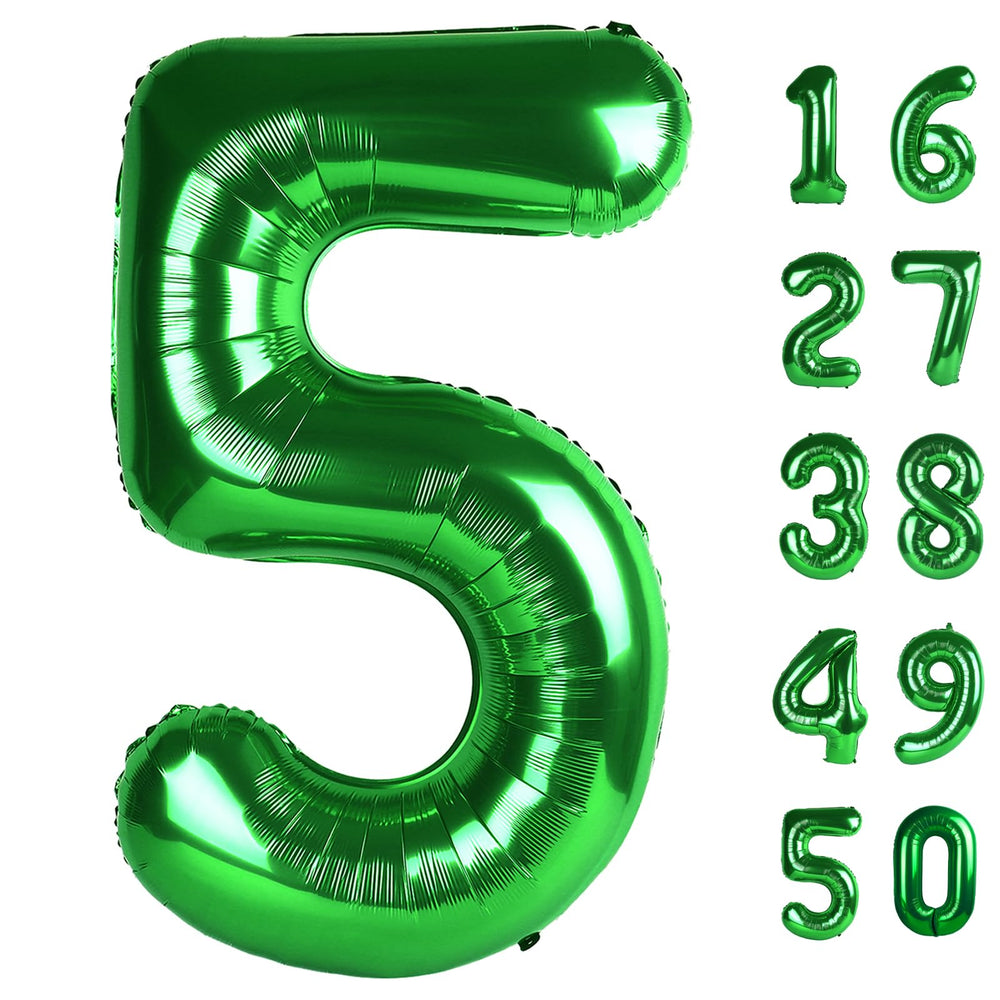 Kelfuoya 40 inch green number 5 balloon for vibrant party decor and photos.