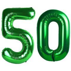 Kelfuoya 40-inch green number 50 balloon, angled view for striking event decor