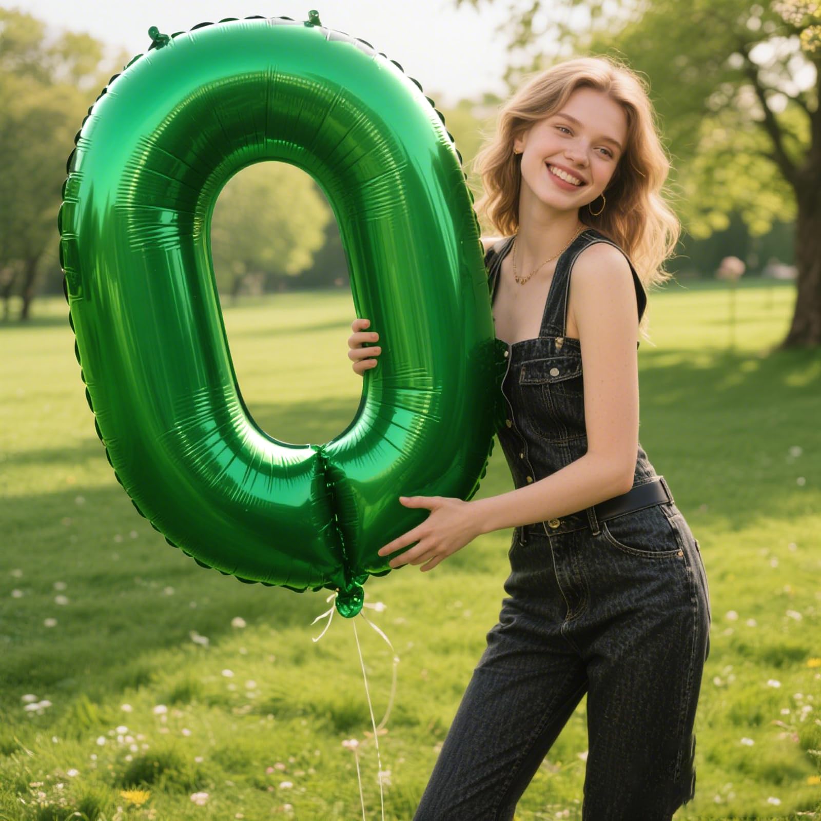 Kelfuoya 40-inch green number 50 balloon with inflation straw for easy setup
