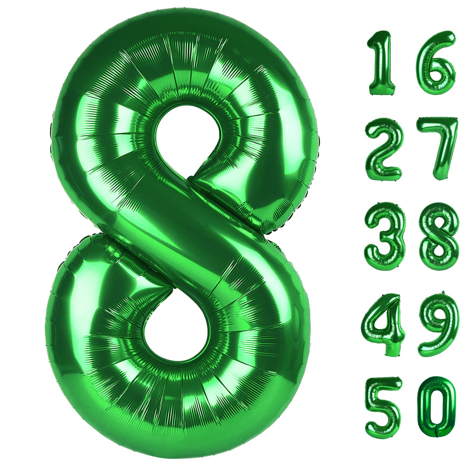Kelfuoya 40 inch green number 8 balloon ideal for birthday backdrops and photos
