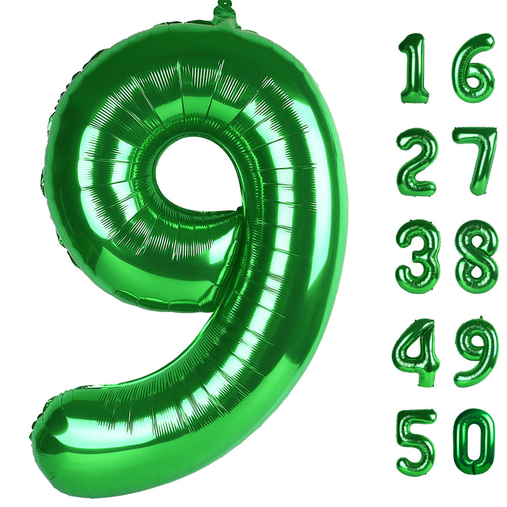 Kelfuoya 40 inch green number 9 foil balloon for bold party decor.