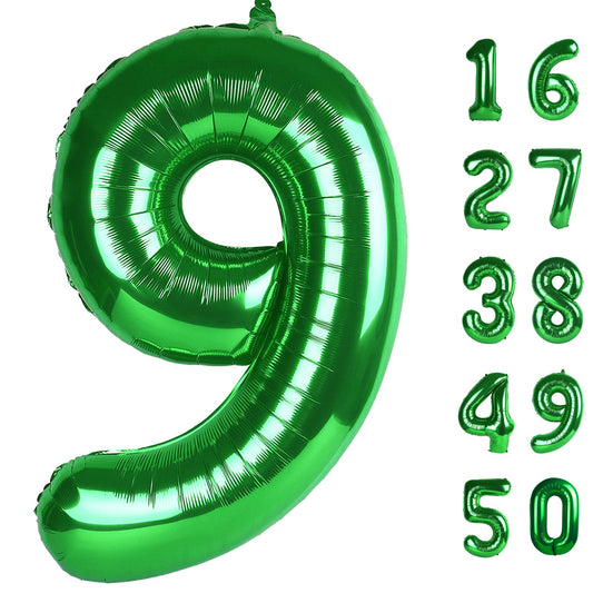 Kelfuoya 40 inch green number 9 foil balloon for bold party decor.