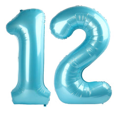 Kelfuoya 40-inch light blue number 12 balloon for birthdays and anniversaries.