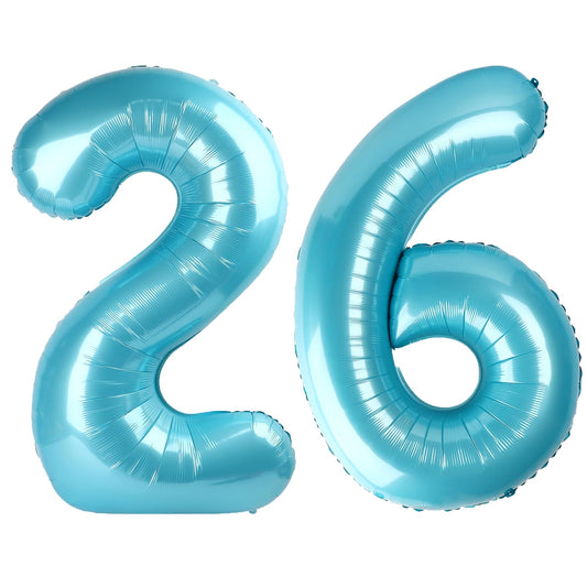 Kelfuoya 40-inch light blue 26-number balloon for eye-catching party decor