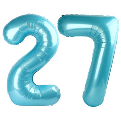 Kelfuoya 40-inch light blue number 27 balloon for milestone celebrations.