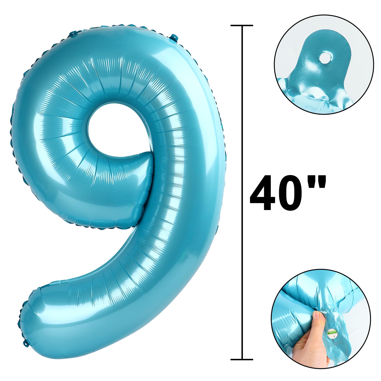 Kelfuoya 40-inch number 9 balloon side view for stylish photos