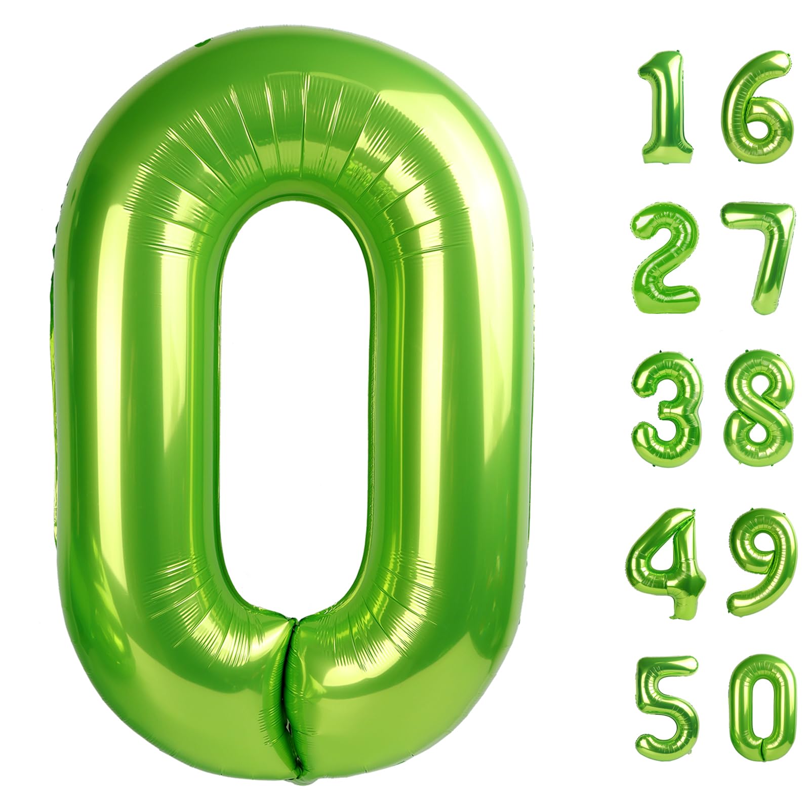 Kelfuoya 40-inch light green number 0 balloon ideal for birthdays and photo backdrops.