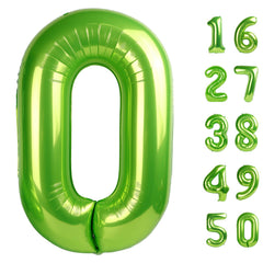 Kelfuoya 40-inch light green number 0 balloon ideal for birthdays and photo backdrops.