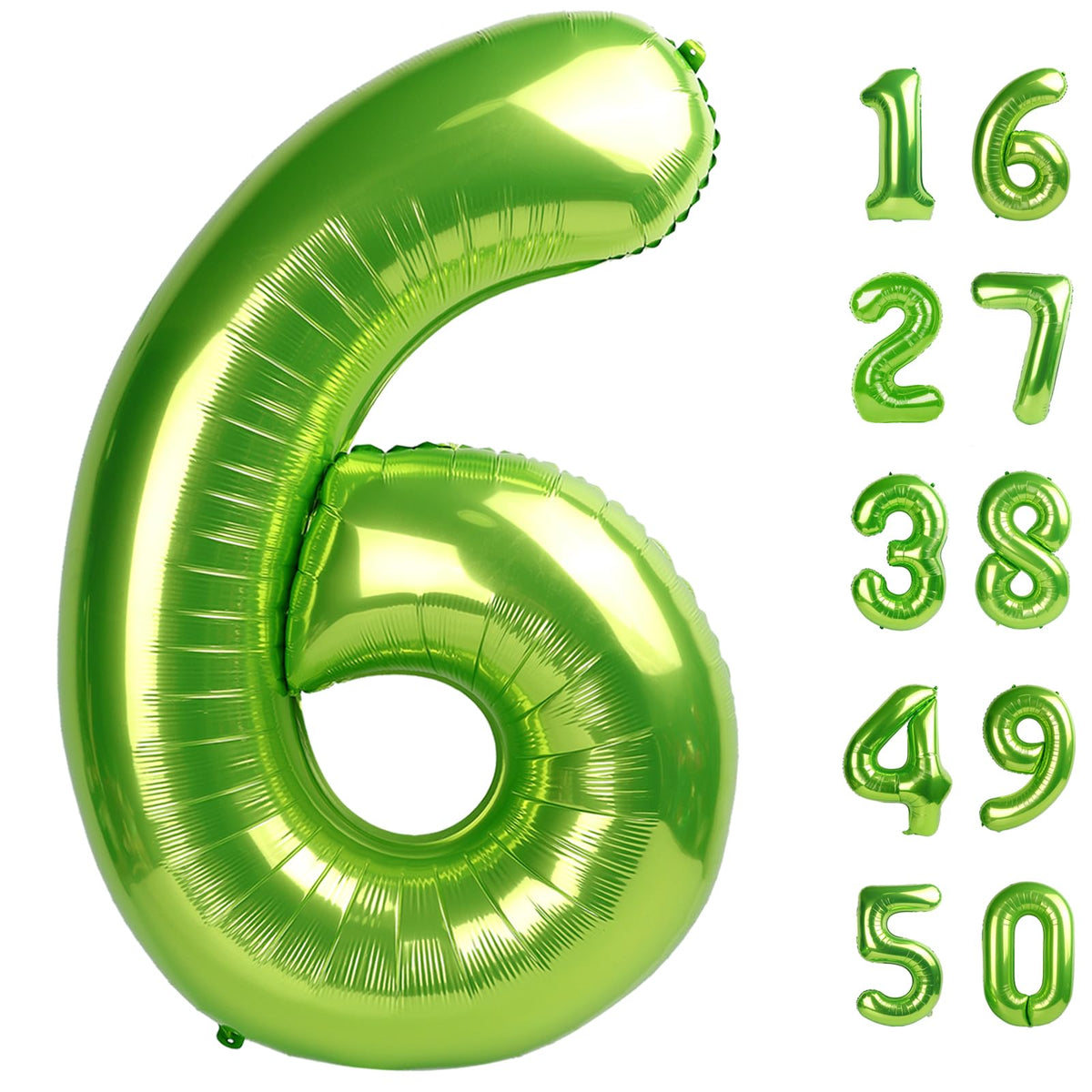 Kelfuoya 40-inch light green number 6 balloon for bold birthday photos.