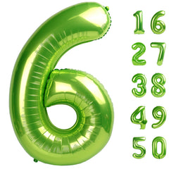 Kelfuoya 40-inch light green number 6 balloon for bold birthday photos.