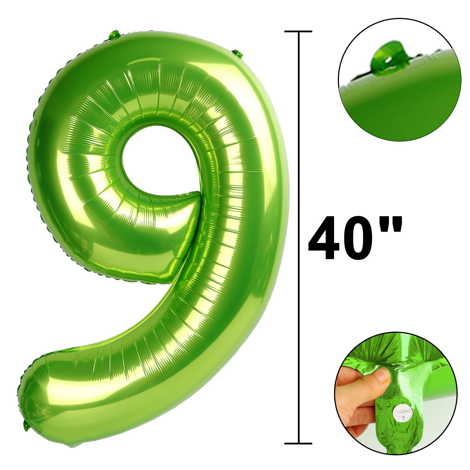 Kelfuoya 40 inch light green number 9 balloon backdrop setup for events