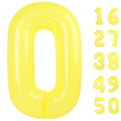 Kelfuoya 40-inch Macaron Yellow Number 0 balloon creates a striking photo backdrop.