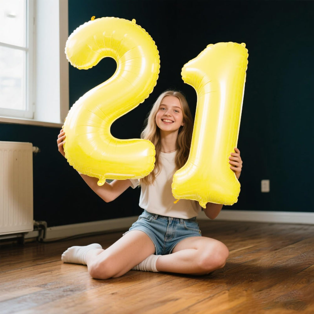 Kelfuoya 40-inch Macaron Yellow Number 1 balloon for anniversary party decor.