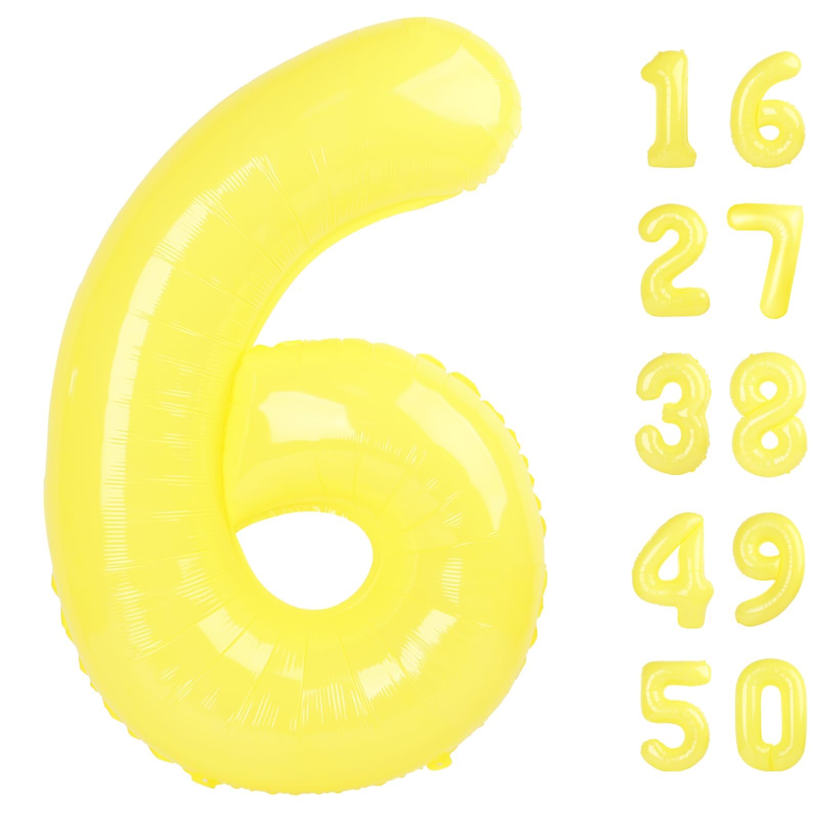 Kelfuoya 40-inch macaron yellow number 6 balloon for a striking party backdrop.