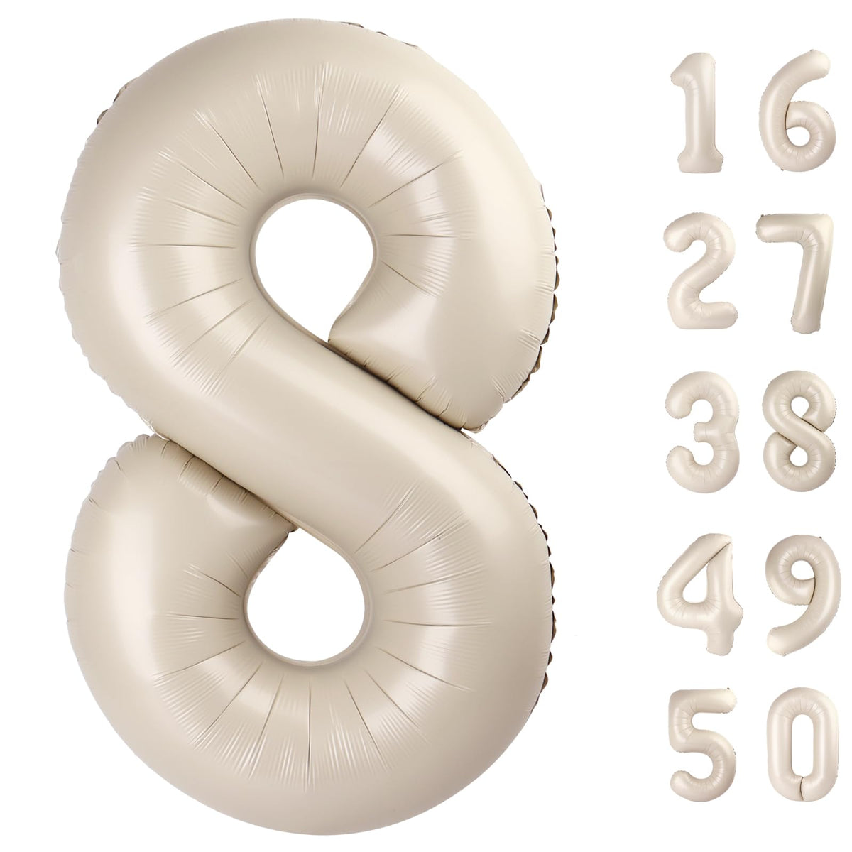 Kelfuoya 40-inch milk white foil number 8 balloon for milestone celebrations.
