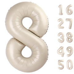 Kelfuoya 40-inch milk white foil number 8 balloon for milestone celebrations.