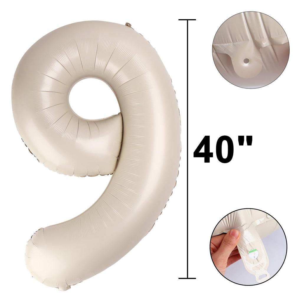 Kelfuoya 40-inch number 9 balloon close-up shows durable foil and bright color