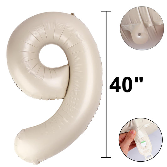 Kelfuoya 40-inch number 9 balloon close-up shows durable foil and bright color