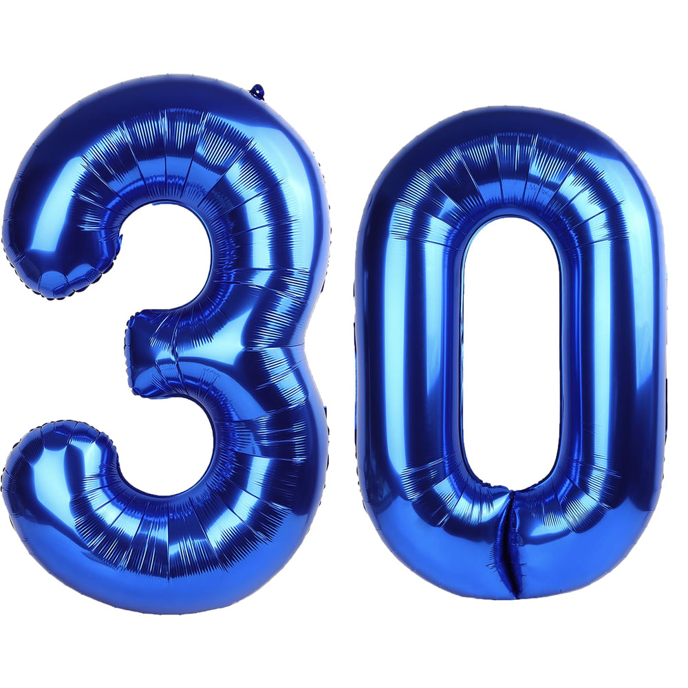 Kelfuoya 40-inch navy blue number 30 balloon ready to boost birthday decor.